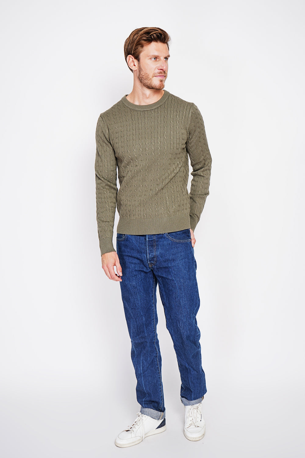 Long Sleeve Twisted Crew Neck Sweater