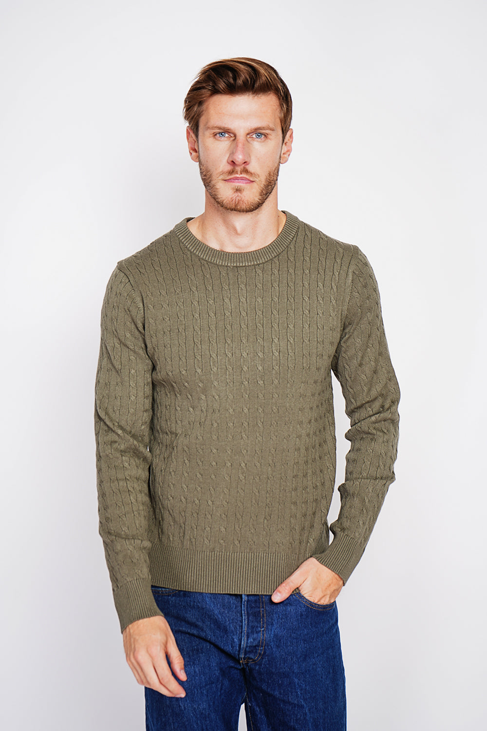 Long Sleeve Twisted Crew Neck Sweater