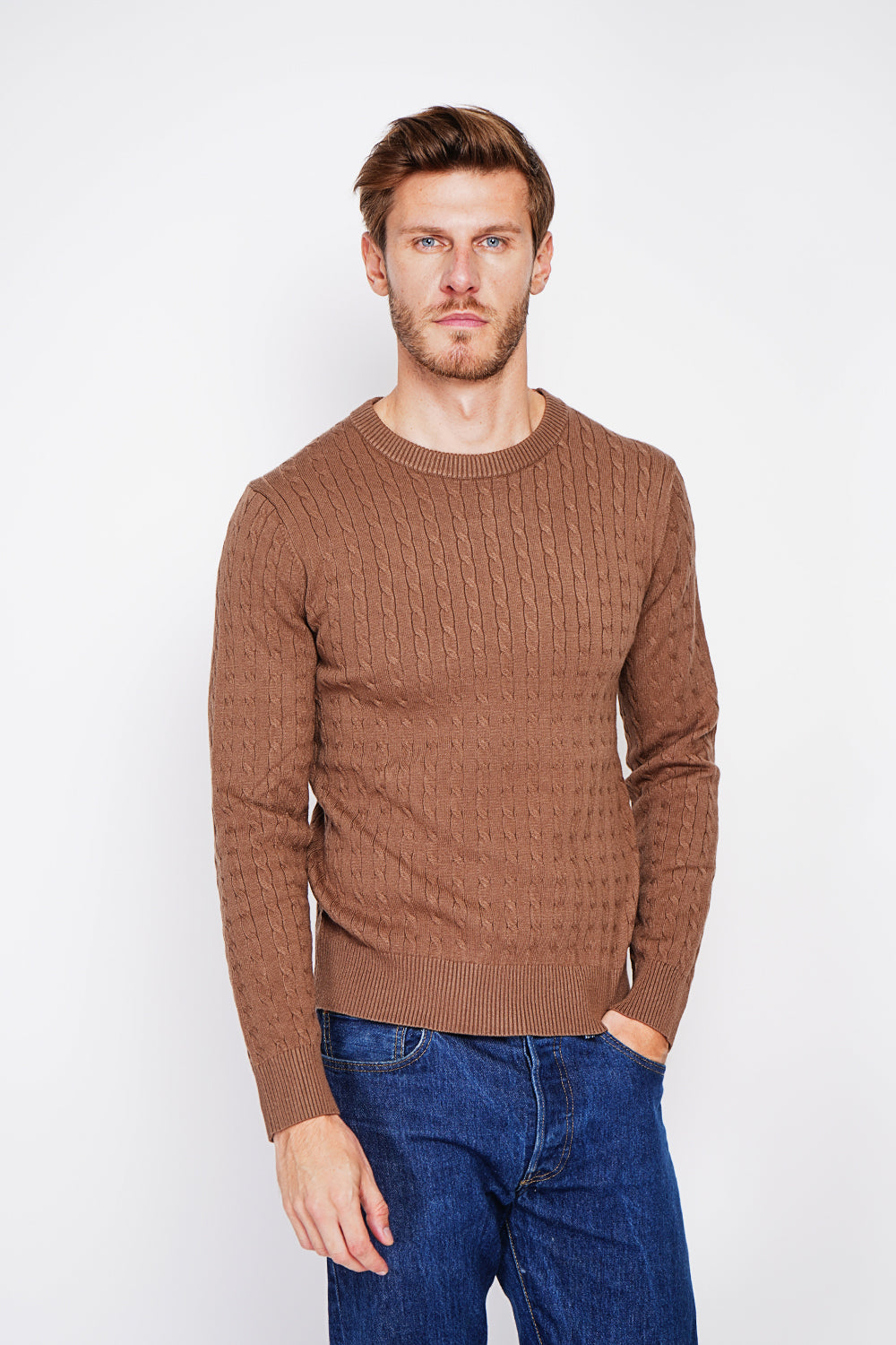 Long Sleeve Twisted Crew Neck Sweater