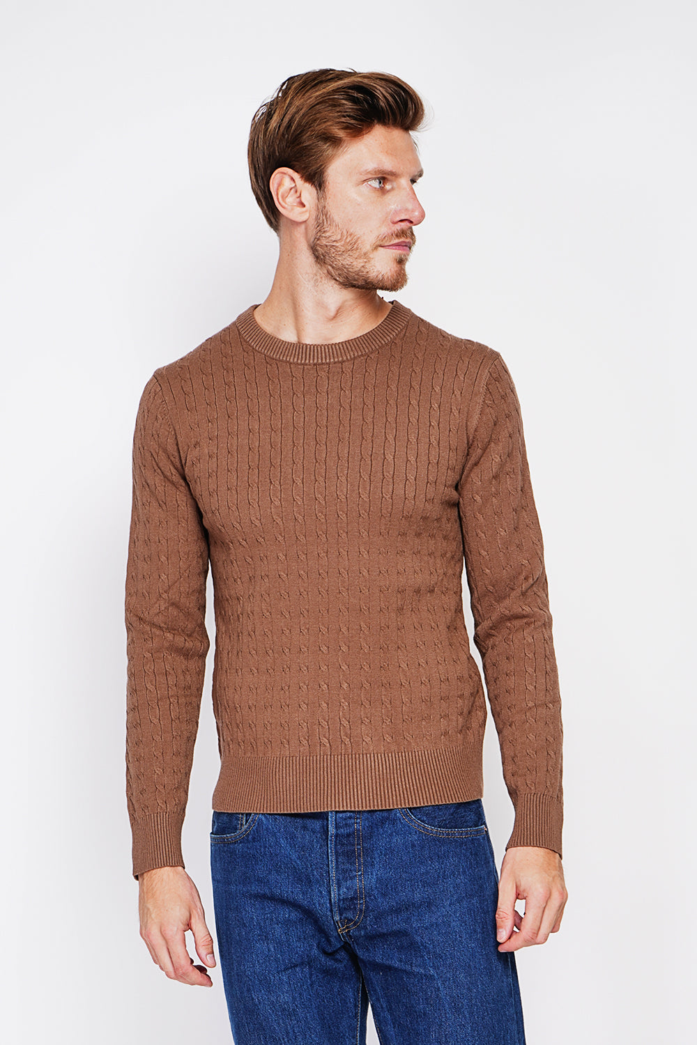Long Sleeve Twisted Crew Neck Sweater