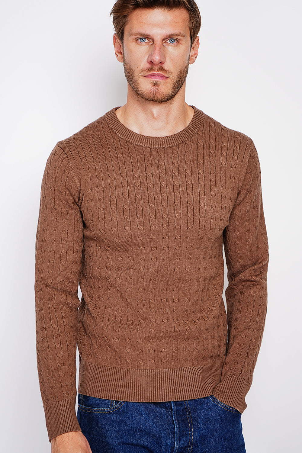 Long Sleeve Twisted Crew Neck Sweater
