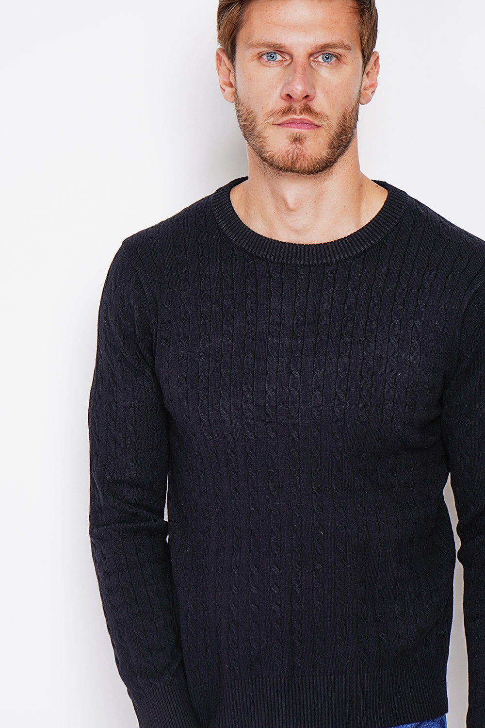 Long Sleeve Twisted Crew Neck Sweater