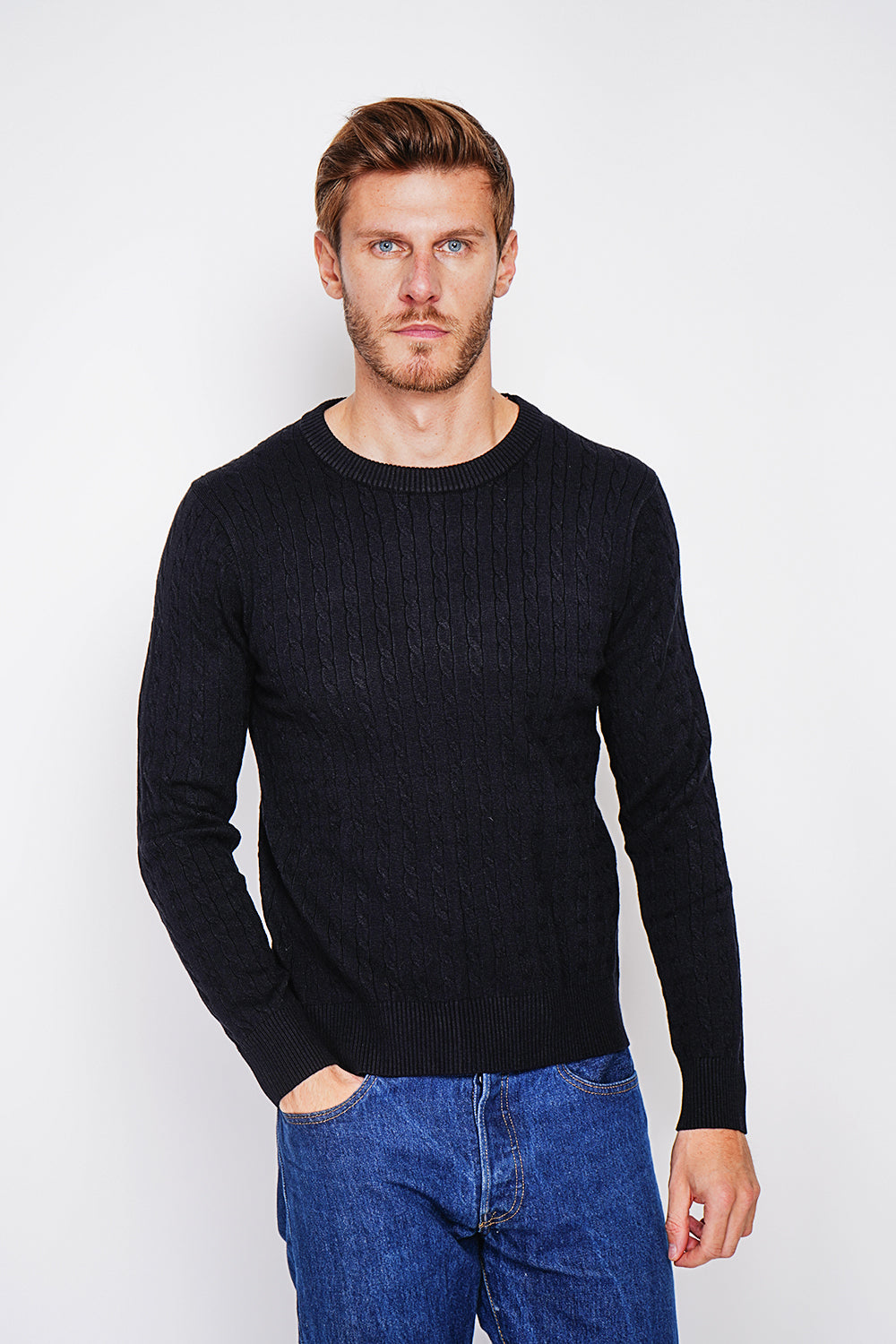 Long Sleeve Twisted Crew Neck Sweater