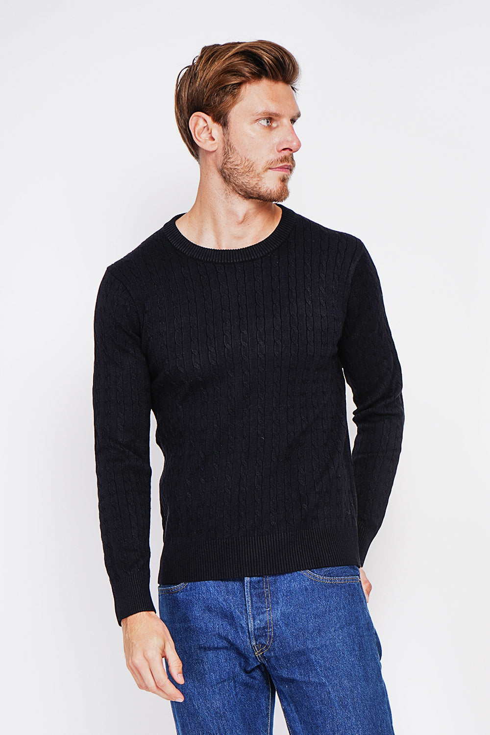 Long Sleeve Twisted Crew Neck Sweater