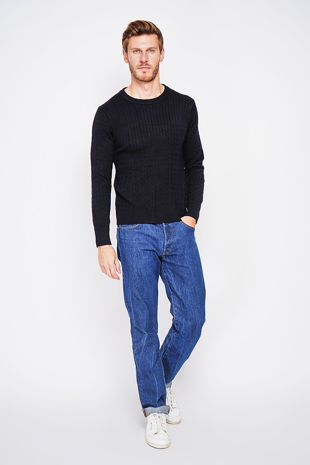 Long Sleeve Twisted Crew Neck Sweater