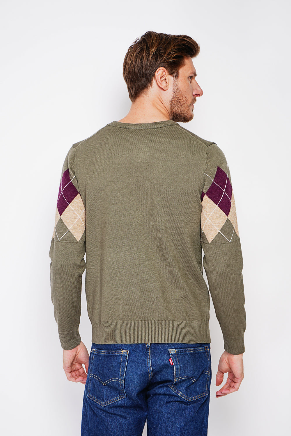 Long Sleeve Diamond Crew Neck Sweater