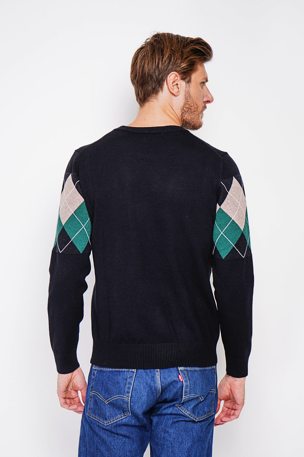 Long Sleeve Diamond Crew Neck Sweater