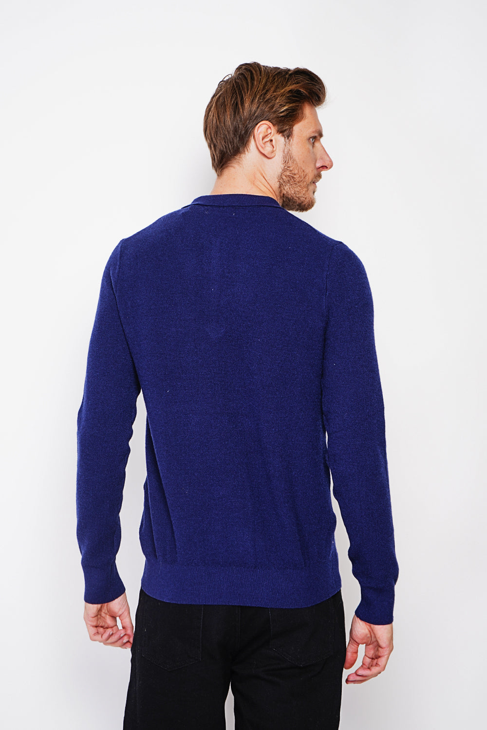 Half-zip polo sweater with long sleeves in 6 threads