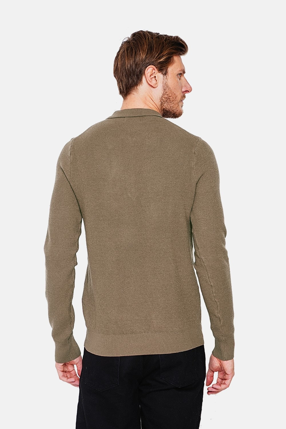 Half-zip polo sweater with long sleeves in 6 threads