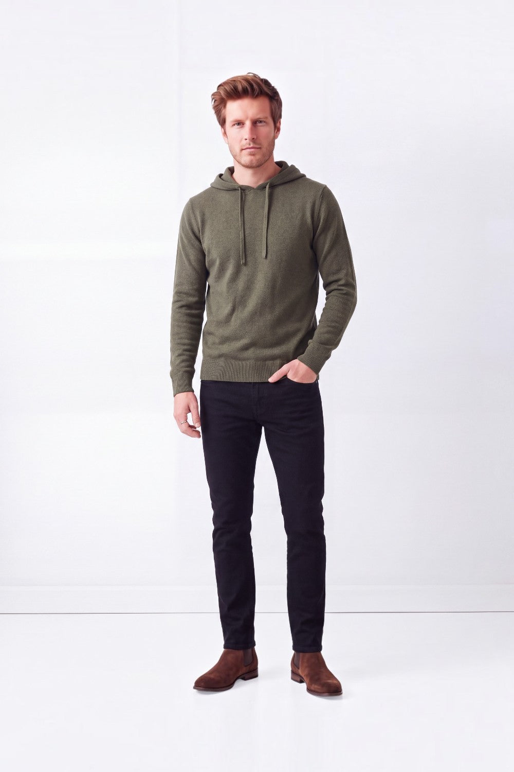 Pull homme à capuche – Kaki – C&Jo