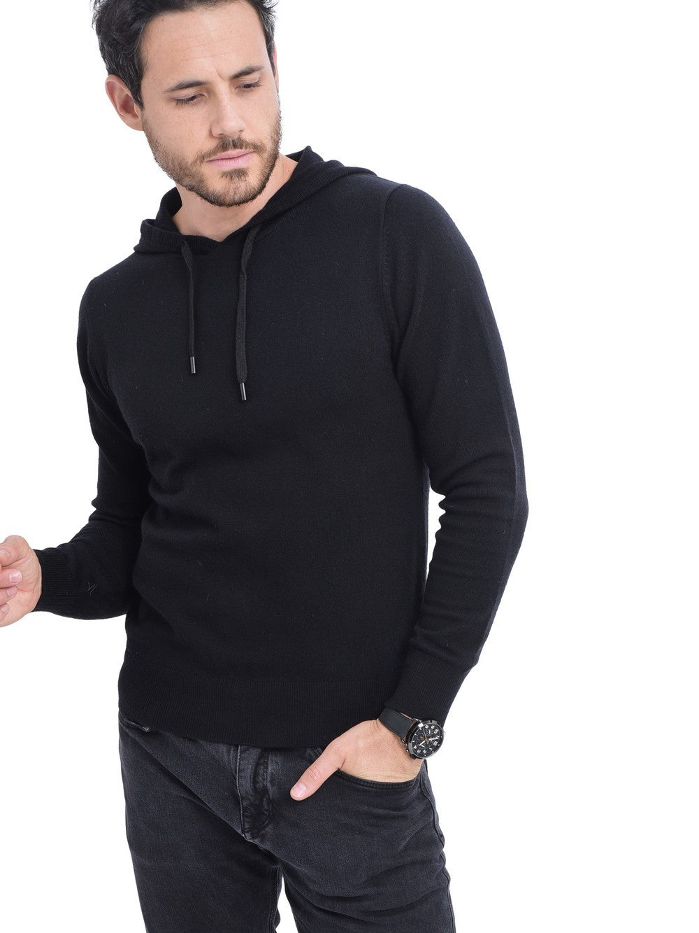 Pull homme à capuche – Noir – C&Jo
