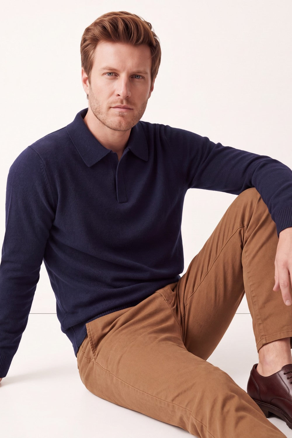 Pull homme polo demi-zippé – Bleu nuit – C&Jo