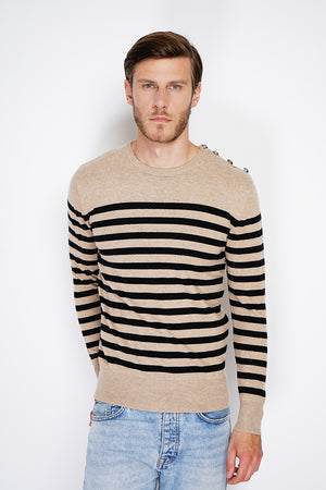 ROUND COLLAR SAILOR SWEATER WITH BUTTONS ON SHOULDER