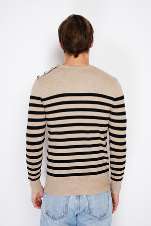 ROUND COLLAR SAILOR SWEATER WITH BUTTONS ON SHOULDER