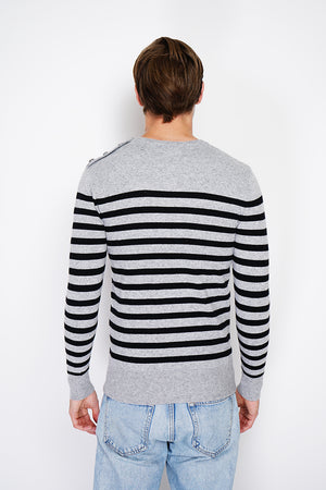 ROUND COLLAR SAILOR SWEATER WITH BUTTONS ON SHOULDER