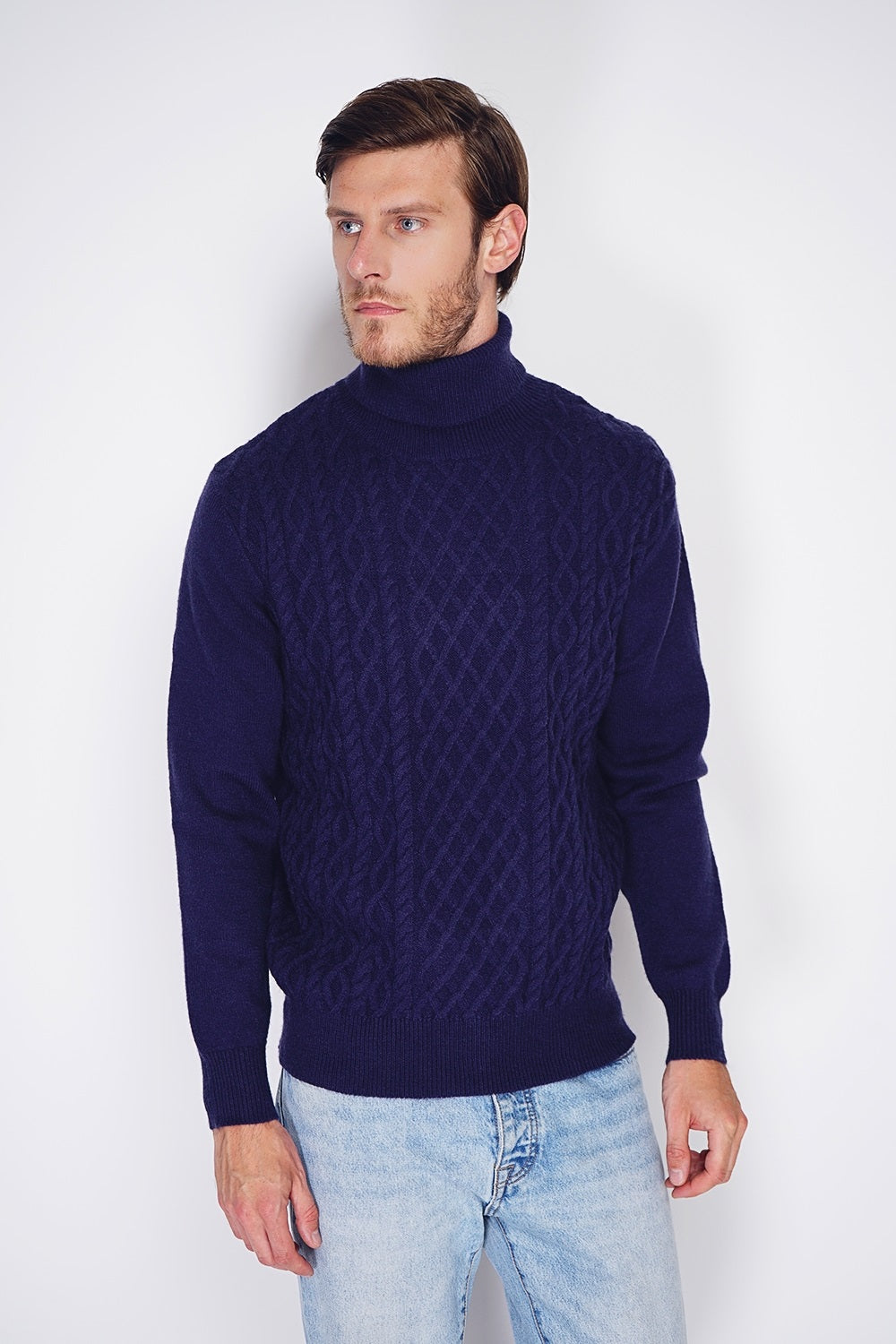 TURTLENECK SWEATER WITH CABLE KNIT