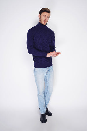 TURTLENECK SWEATER WITH CABLE KNIT