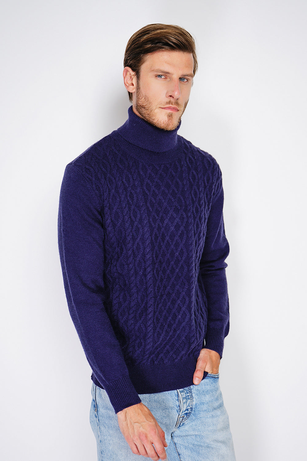 TURTLENECK SWEATER WITH CABLE KNIT