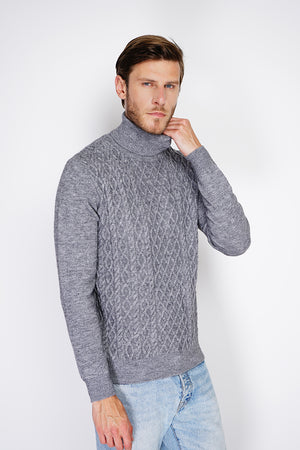 TURTLENECK SWEATER WITH CABLE KNIT