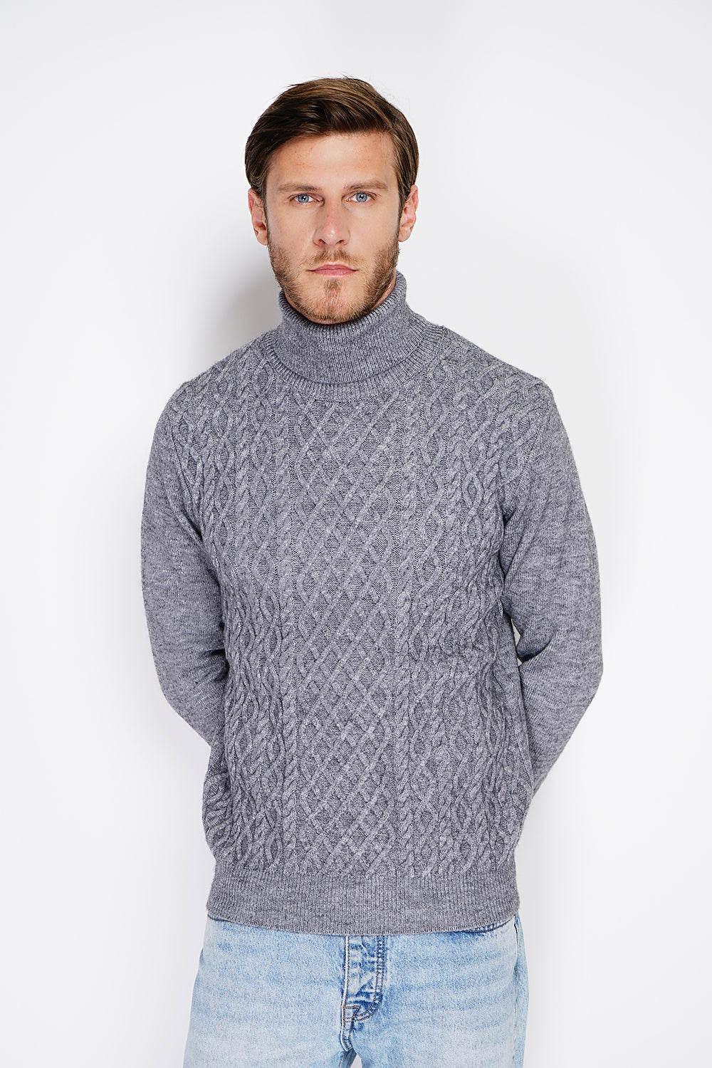 TURTLENECK SWEATER WITH CABLE KNIT