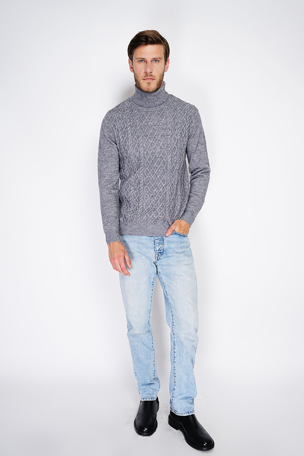 TURTLENECK SWEATER WITH CABLE KNIT