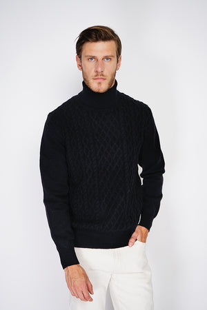 TURTLENECK SWEATER WITH CABLE KNIT