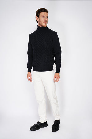 TURTLENECK SWEATER WITH CABLE KNIT