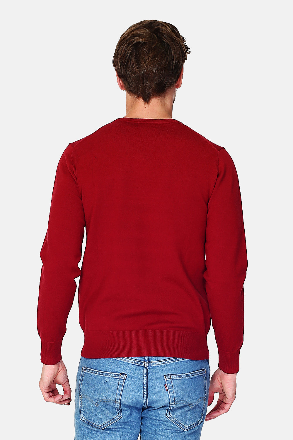 Classic crewneck sweater with long sleeves 3-ply knit