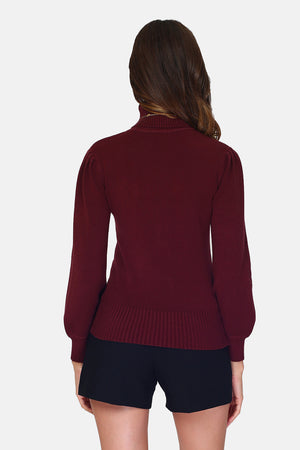 Turtleneck long-sleeved fancy knit sweater in front