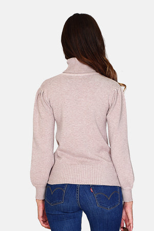 Turtleneck long-sleeved fancy knit sweater in front