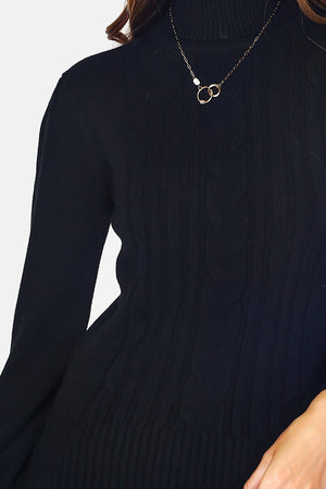 Turtleneck long-sleeved fancy knit sweater in front