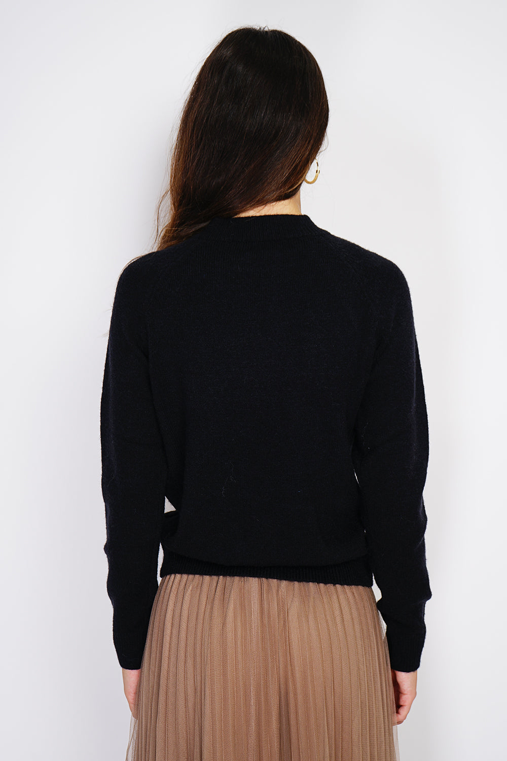 Gilet grand col côtelé boutons fantaisie – Noir – C&Jo