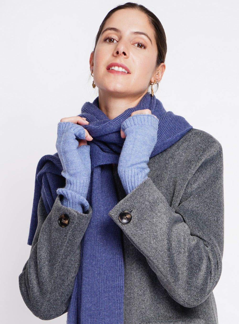 Mitaines en maille mixtes – Bleu jean – C&Jo