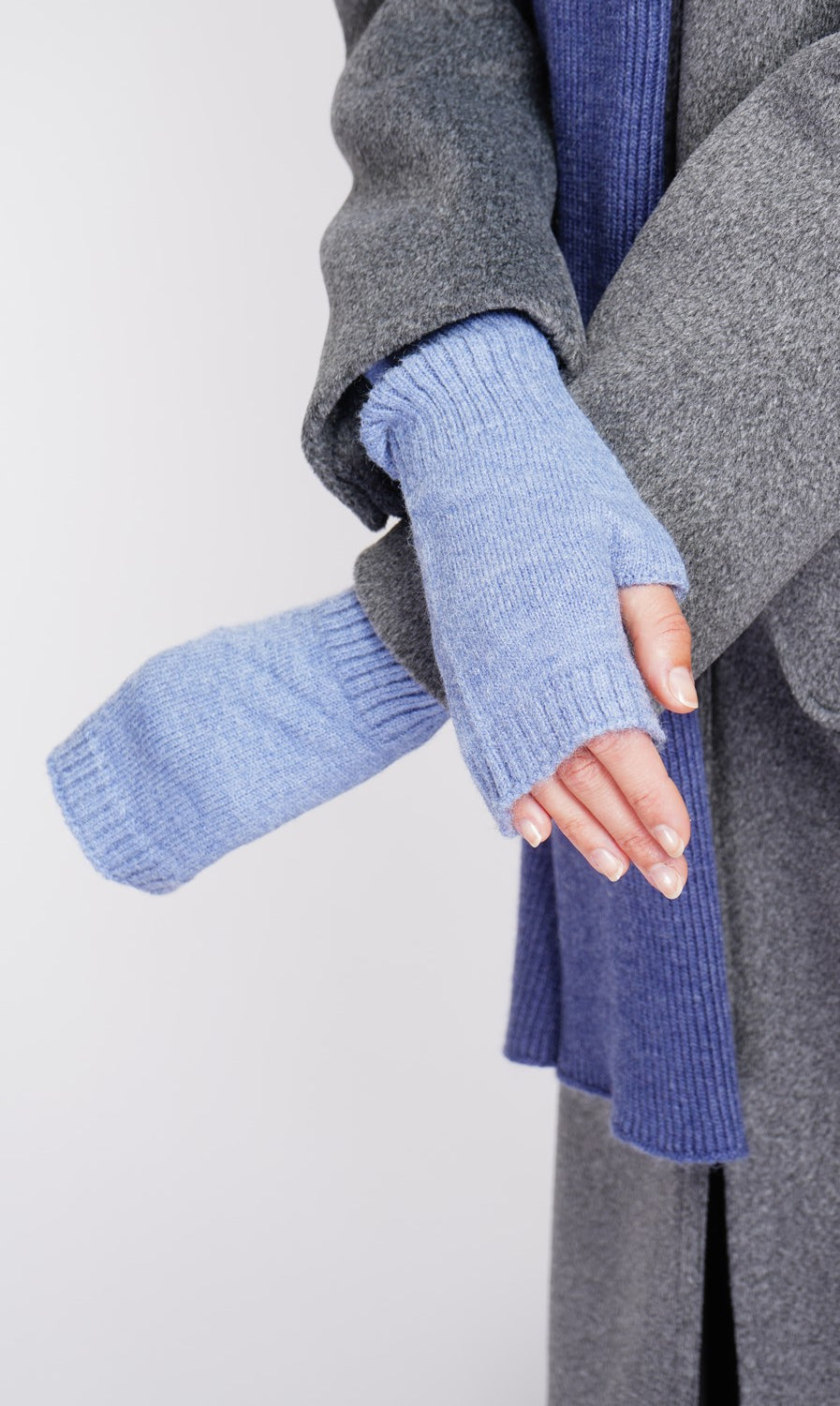 Mitaines en maille mixtes – Bleu jean – C&Jo