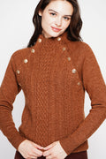 Pull col montant boutonné – Marron – C&Jo