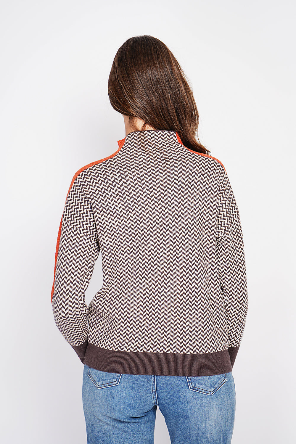 High neck sweater with fancy knit, oversized cut and long sleeves