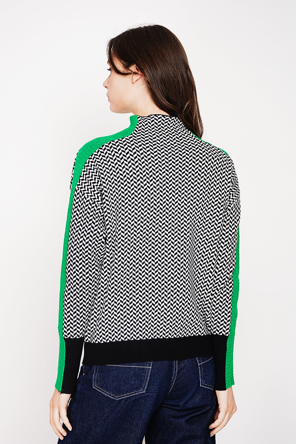 High neck sweater with fancy knit, oversized cut and long sleeves