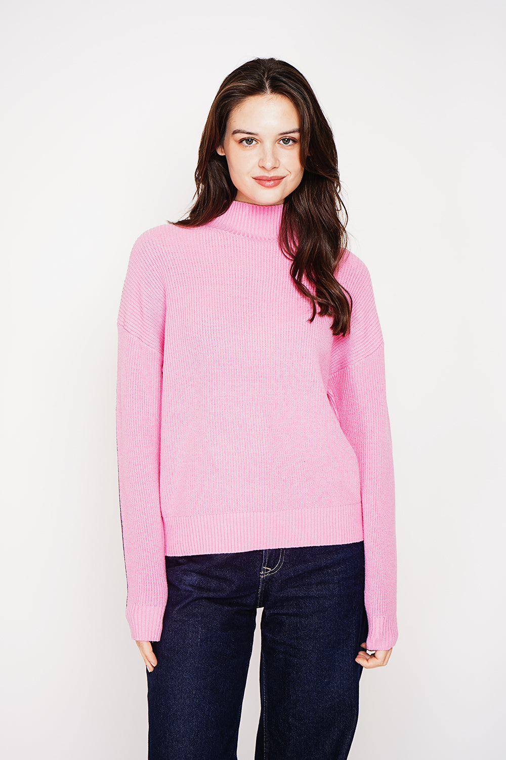 Two-tone high neck sweater Oversized fit with long sleeves