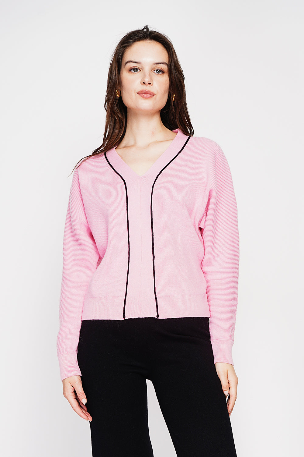 Oversized V-neck sweater with long sleeves