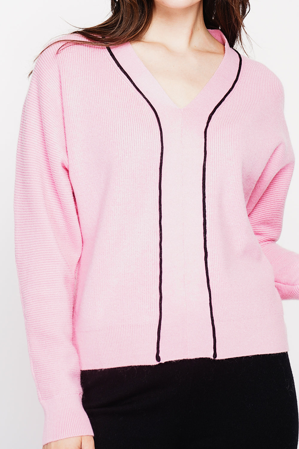 Oversized V-neck sweater with long sleeves