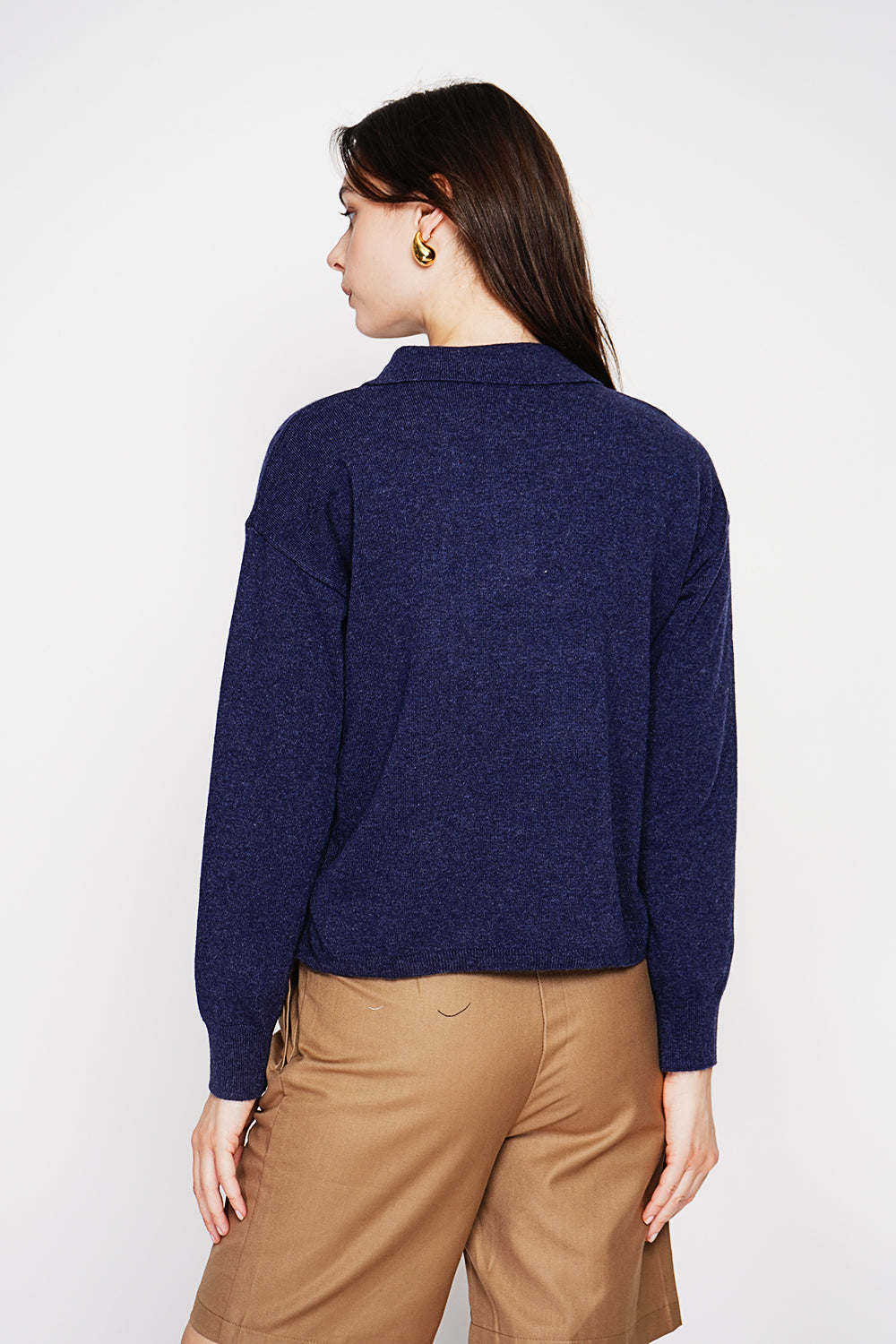 Polo neck sweater Ribbed edges Oversized fit with long sleeves