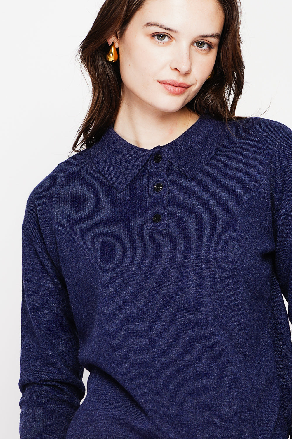 Polo neck sweater Ribbed edges Oversized fit with long sleeves