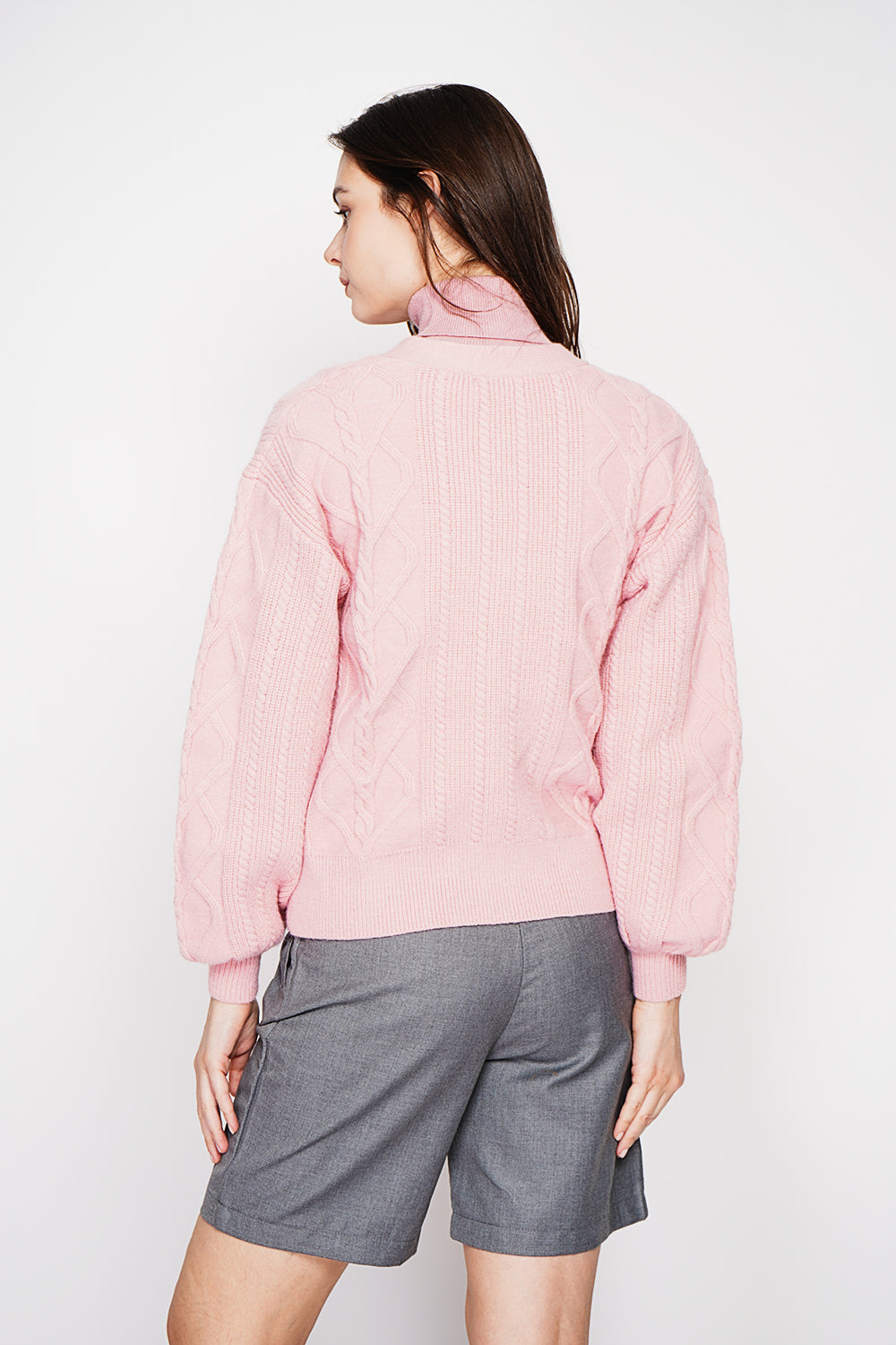 V-neck cardigan in fancy knit, oversized cut with long sleeves