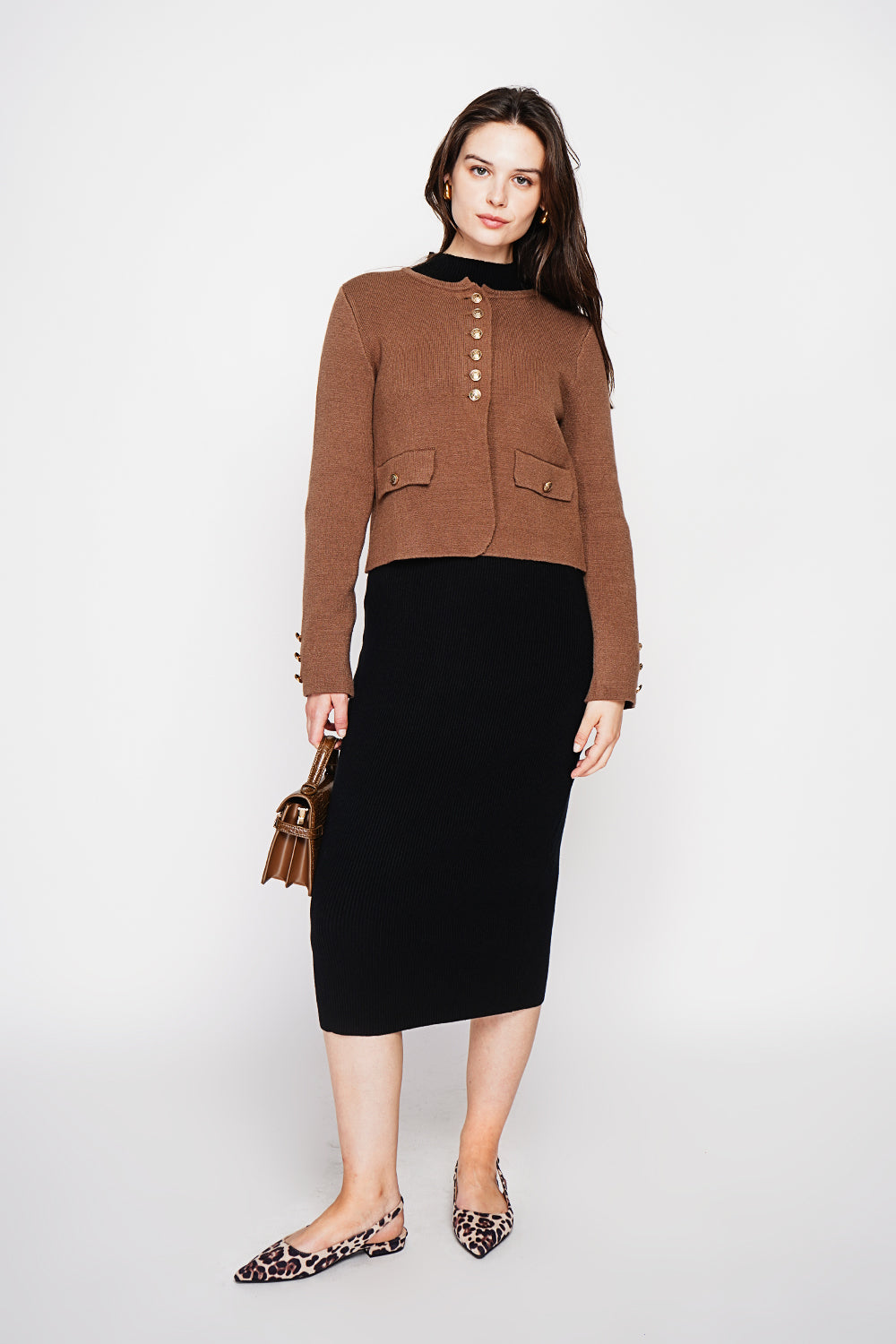 Short fancy buttoned jacket with long sleeve flap