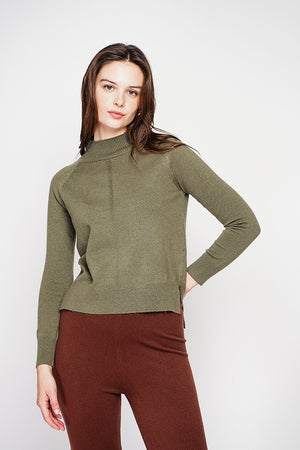 High neck sweater with fancy knit front, oversized cut and long sleeves
