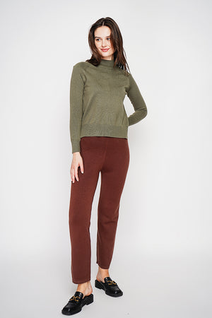 High neck sweater with fancy knit front, oversized cut and long sleeves