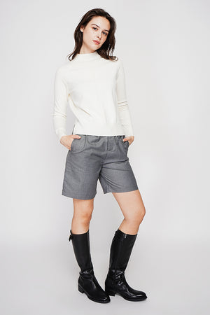 High neck sweater with fancy knit front, oversized cut and long sleeves