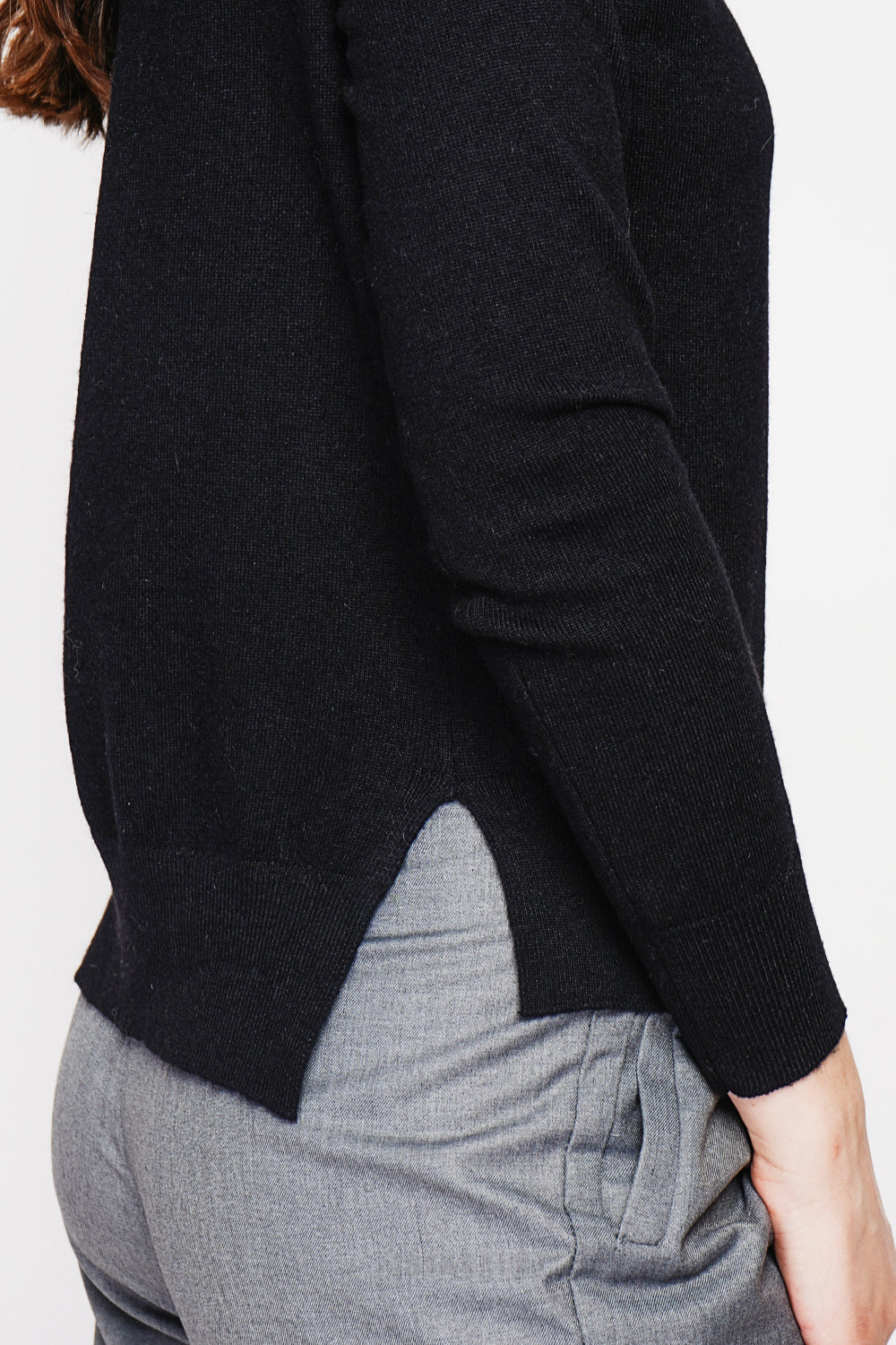 High neck sweater with fancy knit front, oversized cut and long sleeves