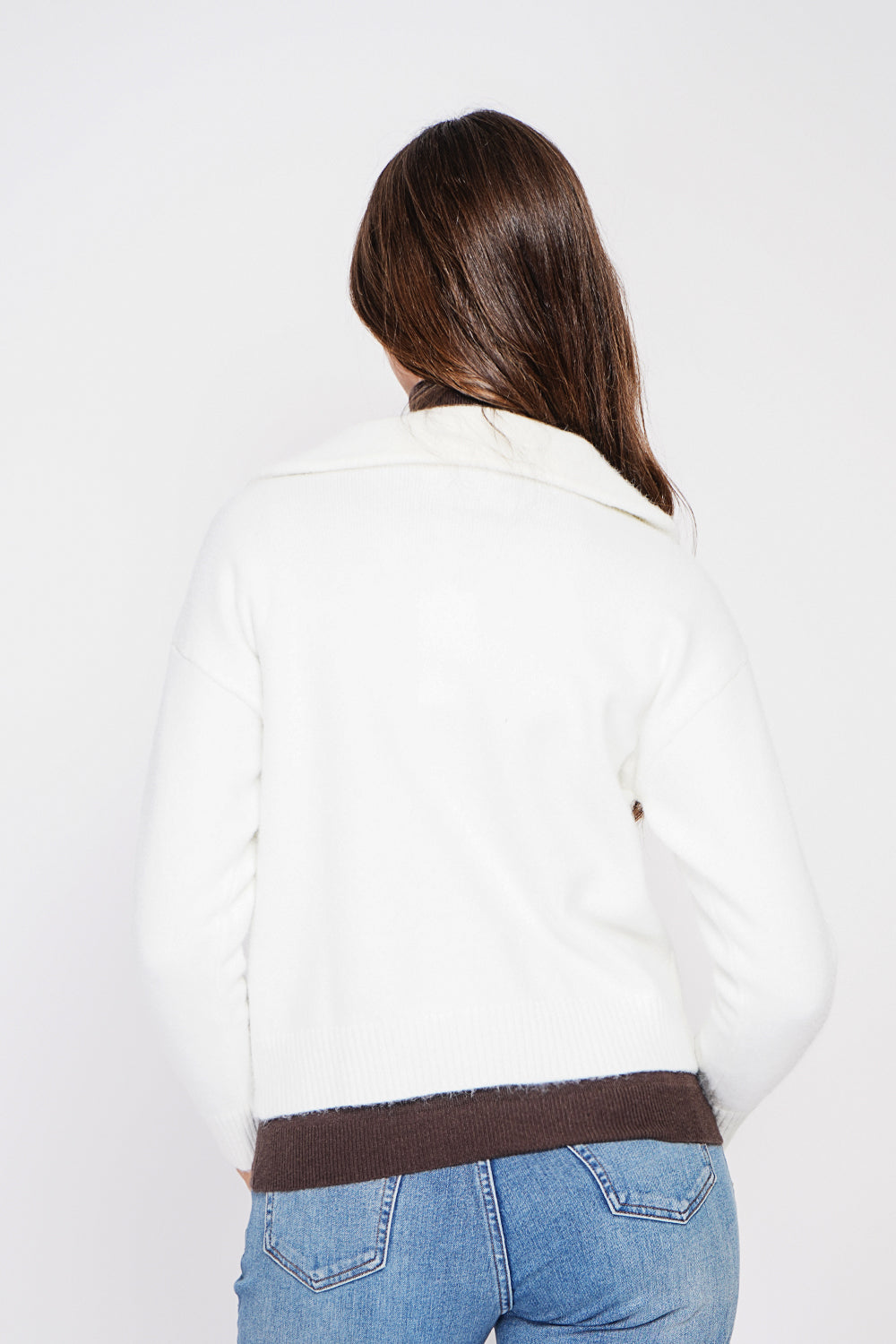 Double collar buttoned front oversized cut long sleeve vest