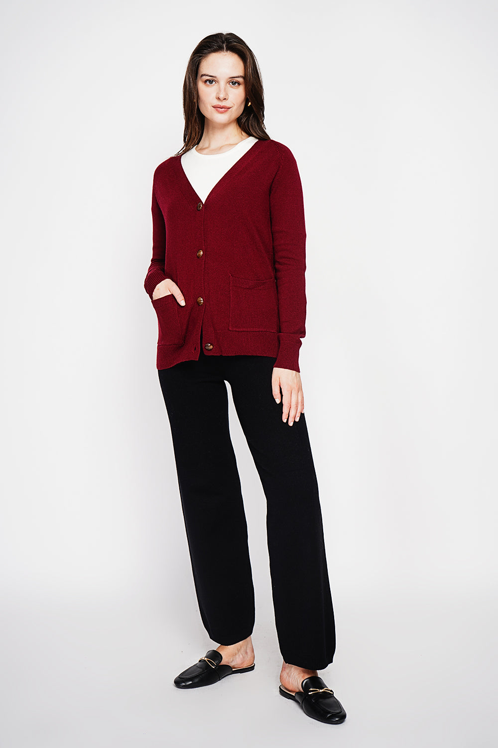 Fancy buttoned v-neck oversized fit vest with long sleeve pockets